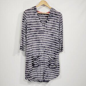 Akini  Blue & White Striped Hooded Dress  Women's Size S